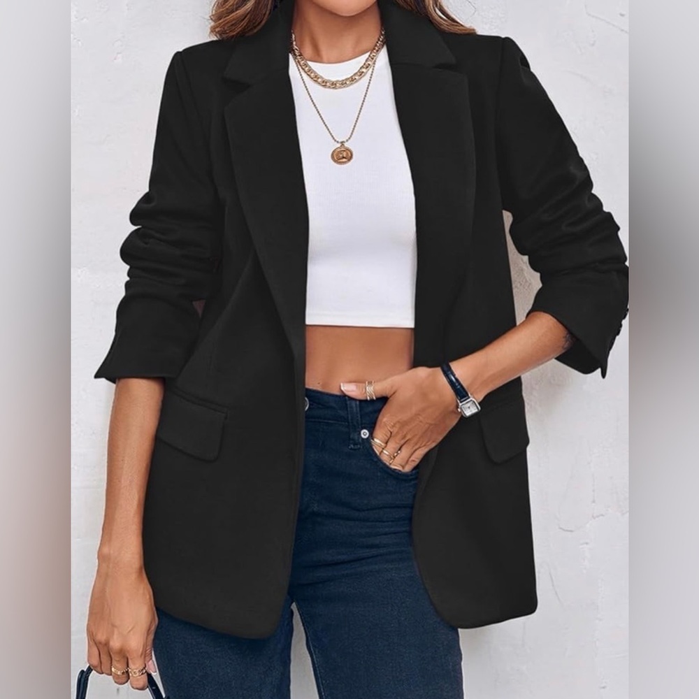 Nine West Notch-Collar Jacket Black Plus Size XL